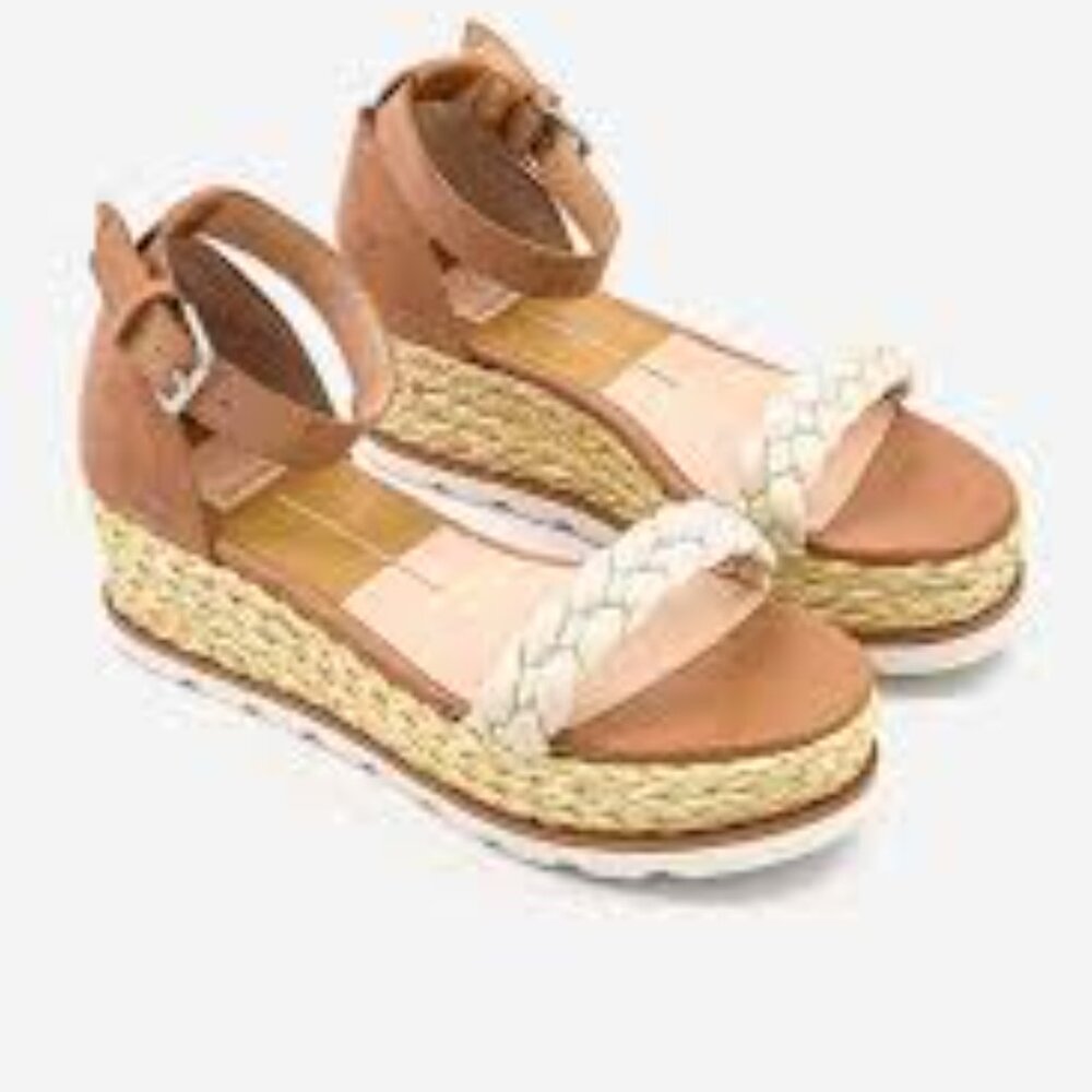 Dolce Vita Braided Espadrille Platform Sandals - Tan/White –‎ Women’s 8